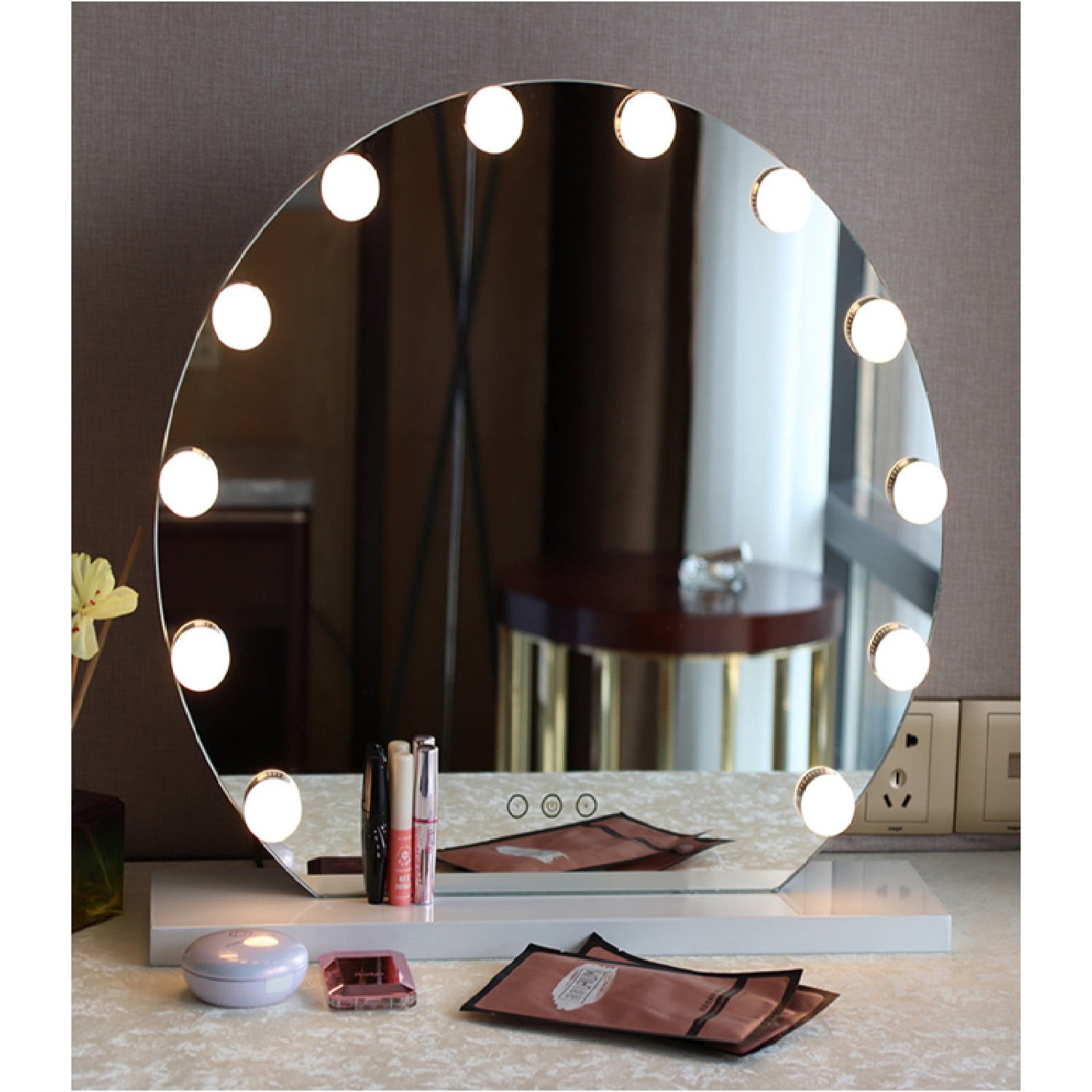 Geruststellen Gom plakboek Make up spiegel met LED verlichting – Tactiele schakelaar Agoedilla Ø36,5  cm – De Lampenbaas