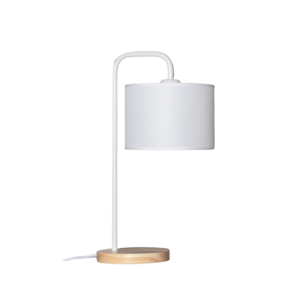 Bussandri – Scandinavische Tafellamp – Hout – Scandinavisch – – L:25cm – Voor Binnen – Woonkamer – Eetkamer – Slaapkamer – Tafellampen – Wit – De Lampenbaas