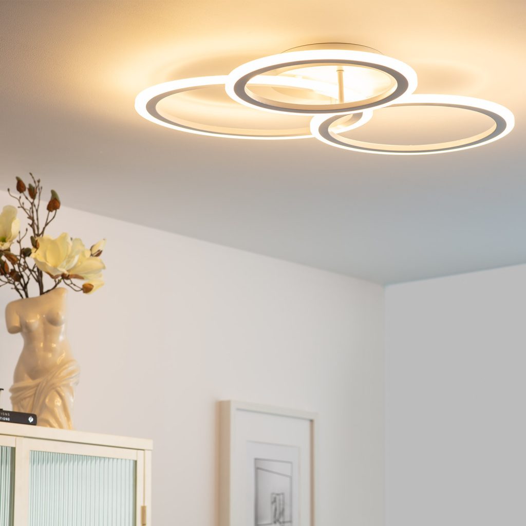 Drank bronzen Absurd Bussandri – Moderne Plafondlamp – Metaal – LED – L:64cm – Voor Binnen –  Woonkamer – Eetkamer – Slaapkamer – Plafondlamp – Wit – De Lampenbaas
