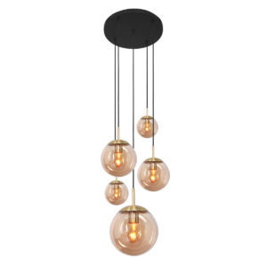 Hanglamp Esmee Modern 5 lichtpunten Amberkleurig