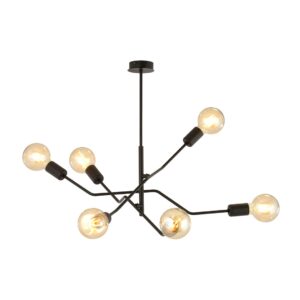 Plafondlamp Hector landelijk 6 lichtpunten Zwart