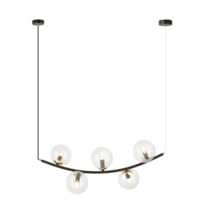 Hanglamp Alvaro retro 5 lichtpunten Zwart
