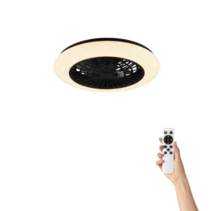 Plafondventilator Isabella met verlichting - Ø50cm - 3 snelheden - Afstandsbediening - Zwart