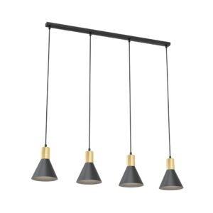 Hanglamp Rocio landelijk 4 lichtpunten Zwart