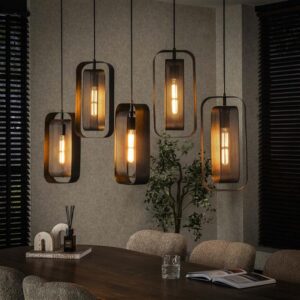 Hanglamp Moussa  5 lichtpunten Artic zwart