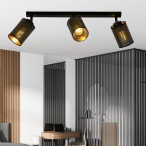 Plafondlamp Marco landelijk 3 lichtpunten Zwart